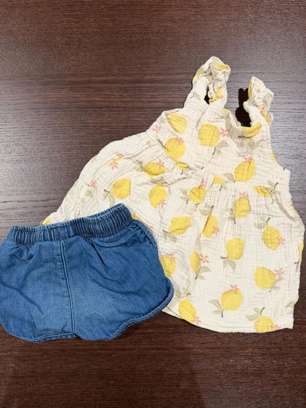 Carter's + Rabbit Bear Baby Girls Romper Dress Shorts Bundle - 12M